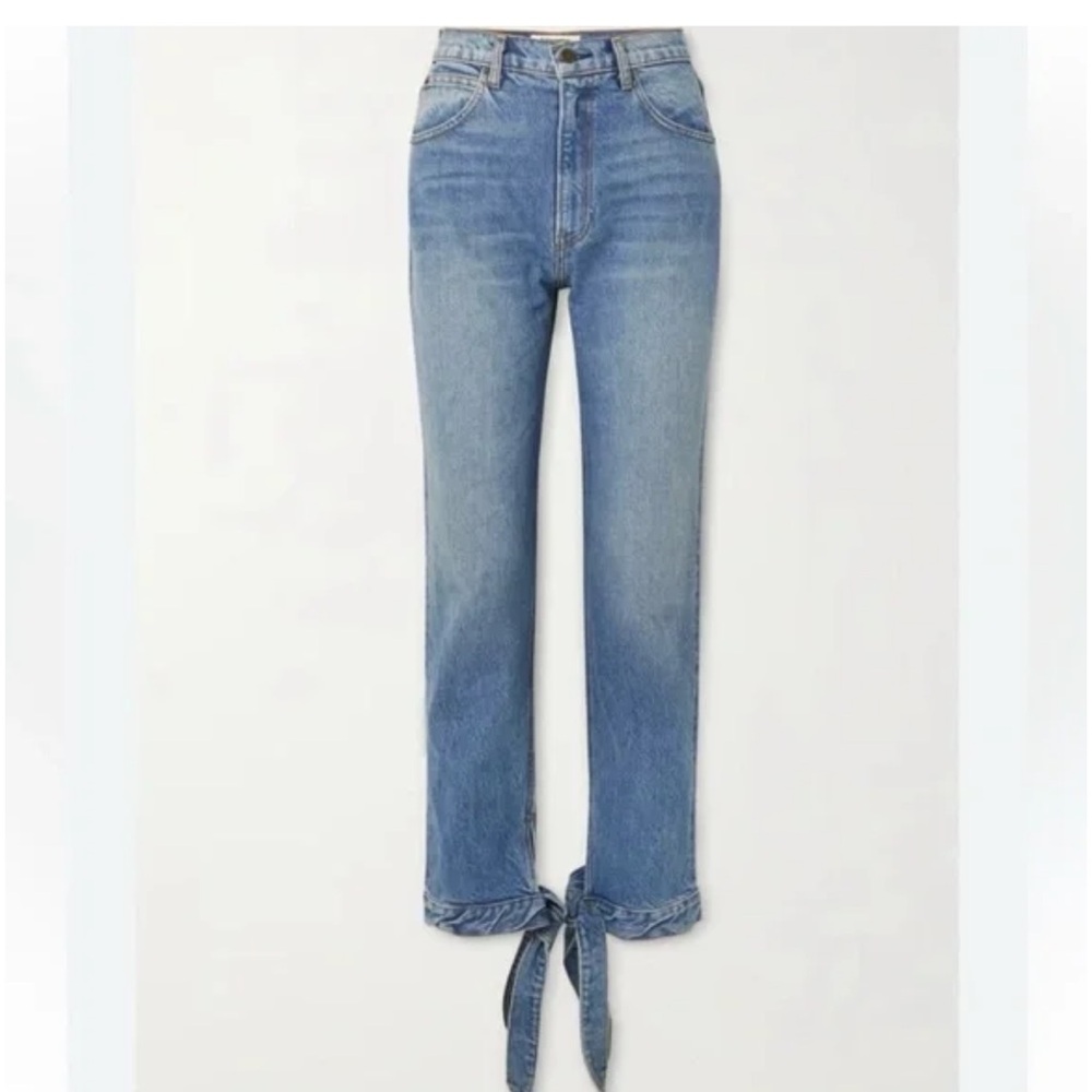 Reformation Chiara Ankle Tie Denim Straight Leg Jeans Shasta Wash Size‎ 24